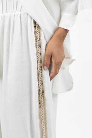 calça pantalona romã branco