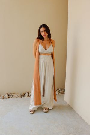 calça pantalona romã natural