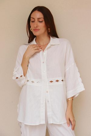 camisa bordado pureza off white