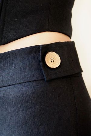 calça 100% linho maré preto