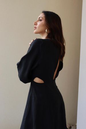 vestido 100% linho artemis preto