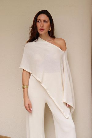 calça tricot pantalona abundância off white